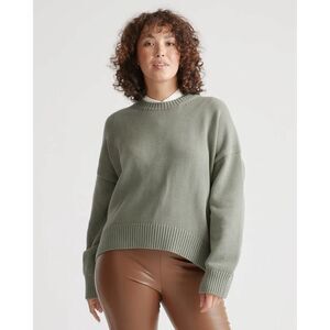 Quince Agave Green Organic Cotton Boyfriend Crewneck Sweater